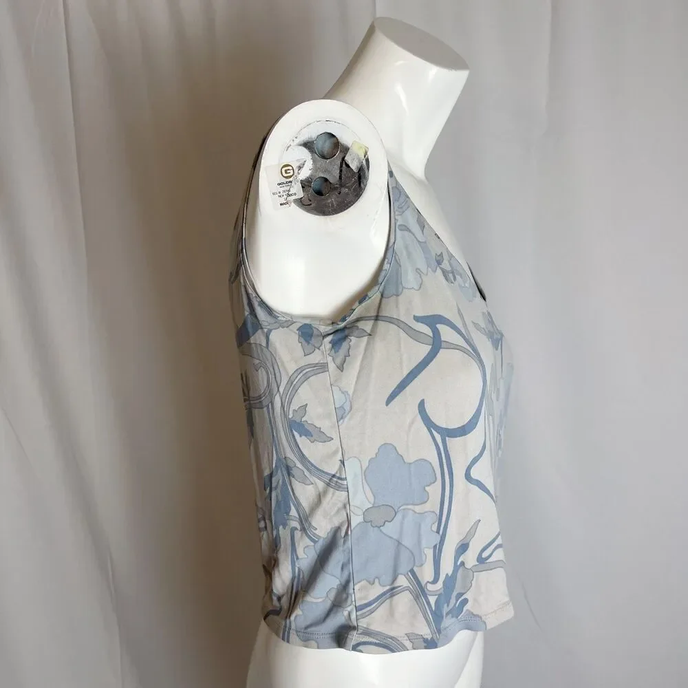 Y2K 100% Silk The Limited Gray Blue Floral Patterned Tank Top Cami Size M - Picture 3 of 6